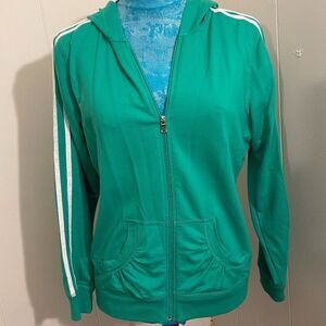 Made For Life Hooded Stripped Sleeve Womens Top Size Petite Medium